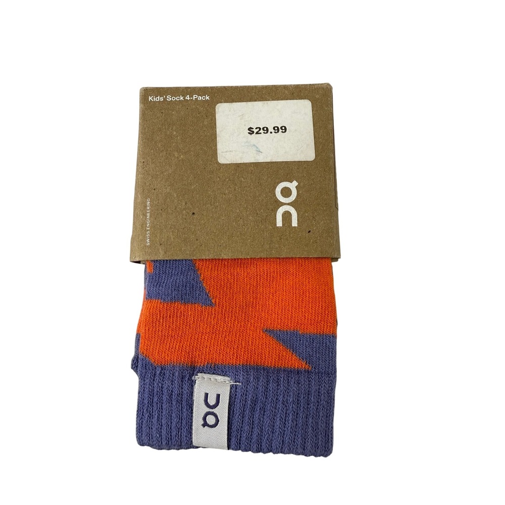 On Cloud Kids Socks 4 Pack Blueberry Flame Organic Cotton S US 9.5-12.5 EU 26-30